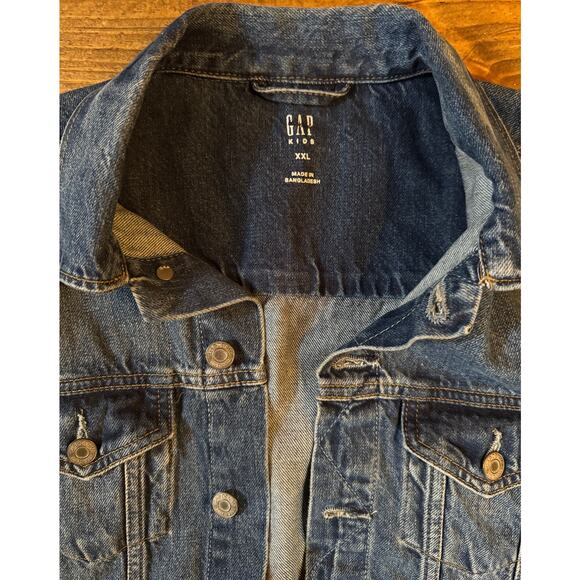 Gap Kids Girl’s XXL Blue Jean Jacket Tomboy Button Down Denim Long Sleeve Unisex - Picture 5 of 11